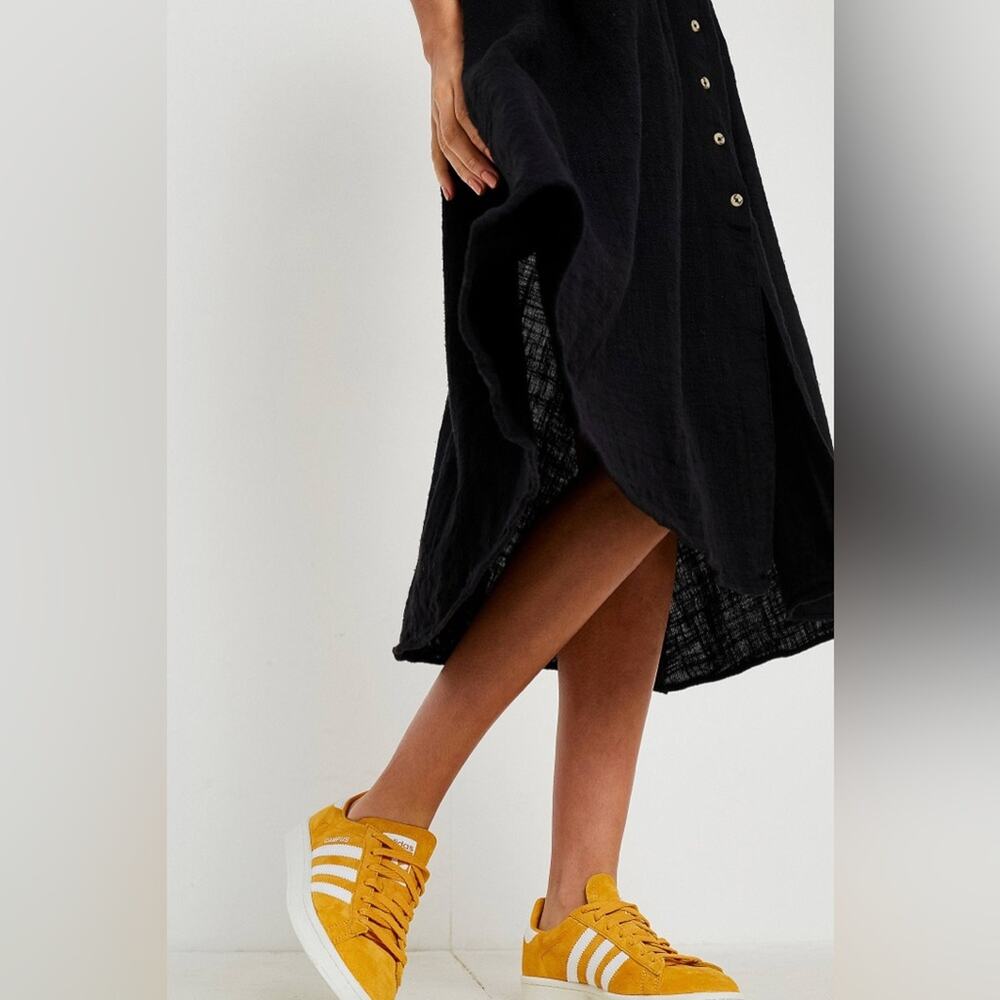 FREE PEOPLE Love of My Life Black Cotton Midi Dress Women's Size Large NEW - Picture 13 of 14